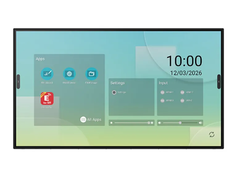 Sharp PN-LB653 65-inch interactive display showing the built-in launcher